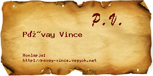 Pávay Vince névjegykártya