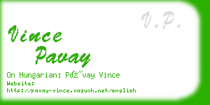 vince pavay business card